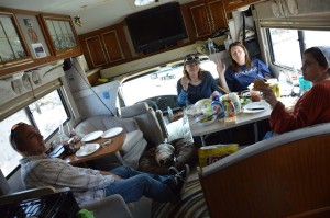 Photo credit: Jim Eckenrode eating in the rv