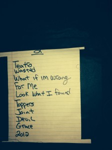 Set list 2nd set Santa Cruz 2014